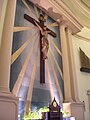 Crucifix on the wall of the sanctuary.