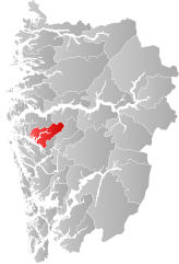 Lage der Kommune in der Provinz Vestland