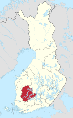 Pirkanmaa on a map of Finland