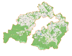 Mapa konturowa powiatu karkonoskiego, w centrum znajduje się punkt z opisem „Pakoszów”