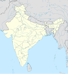 Mapa konturowa Indii, na dole po lewej znajduje się punkt z opisem „Shivamogga”