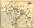 The 1909 Map of Indian Railways, when India had the fourth largest railway network in the world. Railway construction in India began in 1853.