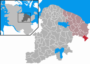 Poziția Kirchnüchel pe harta districtului Plön