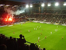 Vue intérieure du stade de la route de Lorient, situé à Rennes