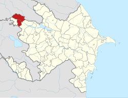 Map of Azerbaijan showing Aghstafa District