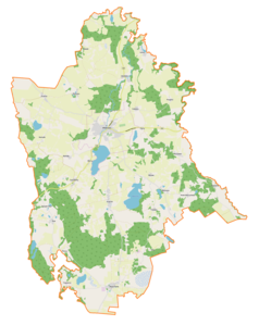 Mapa konturowa gminy Miłakowo, u góry znajduje się punkt z opisem „Stolno”