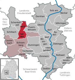 Elhelyezkedése Baden-Württemberg térképén