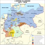 L'Empire allemand de 1871-1918. En excluant les populations germanophones du multiculturel Empire d'Autriche, cette construction géographique représente une solution petite-allemande.