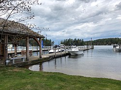 The Glendale docks for island residents on Lake Winnipesaukee