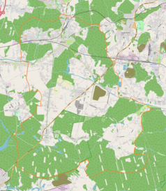 Mapa konturowa Orzesza, na dole po lewej znajduje się punkt z opisem „Woszczyce”