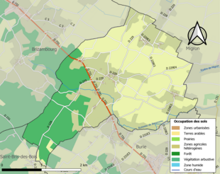 Carte en couleurs présentant l'occupation des sols.