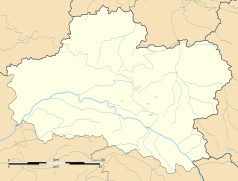 Mapa konturowa Loiret, blisko centrum na lewo u góry znajduje się punkt z opisem „Neuville-aux-Bois”