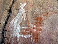 Représentation pariétale du maniement du propulseur. Abri-sous-roche Anbangbang, Parc de Kakadu, Australie Septentrionale