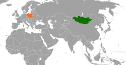 Map indicating locations of Mongolia and Poland