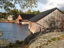 Boathouses in Simskäla, island in the north of Vårdö