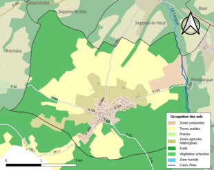 Carte en couleurs présentant l'occupation des sols.