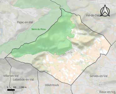 Carte de la ZNIEFF de type 1 sur la commune.