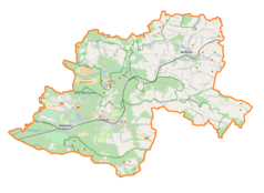 Mapa konturowa powiatu olkuskiego, w centrum znajduje się punkt z opisem „Michałowiec”