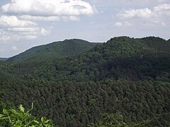 Vue du Mohnenberg (Vasgovie de l'est) depuis le château de Schœneck