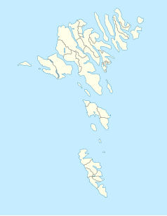 Mapa konturowa Wysp Owczych, u góry nieco na prawo znajduje się punkt z opisem „Ánirnar”