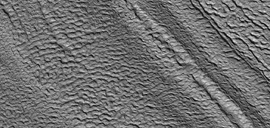 Close view of concentric crater fill, as seen by HiRISE under HiWish program