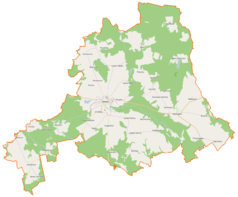 Mapa konturowa gminy Resko, w centrum znajduje się punkt z opisem „Resko”