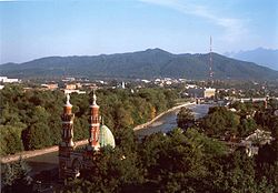 ウラジカフカスの風景。手前は市の中央モスク