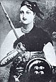 Lakshmibai, The Ranee of Jhansi, one of the principal leaders of the Great Uprising of 1857, who earlier had lost her kingdom as a result of Lord Dalhousie's Doctrine of Lapse.