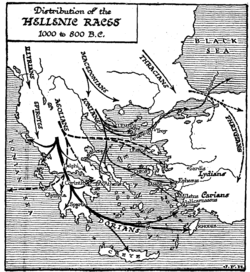 Hypothetical map of the "Dorian invasion" of the Peloponnese