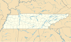 Mapa konturowa Tennessee, po lewej nieco u góry znajduje się punkt z opisem „Martin”