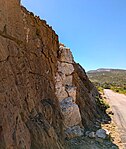 Hercynian pegmatite dike intruded into Ediacaran schist, Cap de Creus peninsula, Catalonia, Spain[34]