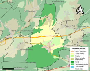 Carte en couleurs présentant l'occupation des sols.