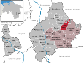 Poziția Kneitlingen pe harta districtului Wolfenbüttel