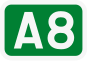 A8 motorway shield}}