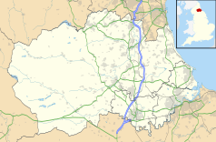 Mapa konturowa Durham, po prawej znajduje się punkt z opisem „Greatham”