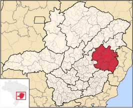 Ligging van de Braziliaanse mesoregio Vale do Rio Doce in Minas Gerais