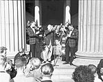 Big Chief Jazzband spiller på Universitetsplassen under Studenteruka i 1962. Foto: Herik Ørsted / Oslo Museum