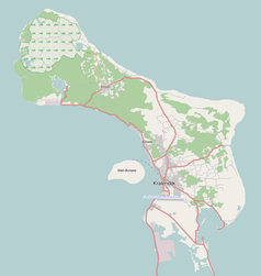 Mapa konturowa Bonaire, blisko centrum u góry znajduje się punkt z opisem „Stadion Antonio Trenidat”