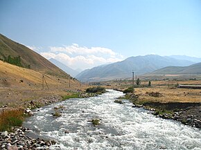 Narzan Vadisi'nden geçen Aksu nehri — Kaynak, — Ağız, Kazakistan