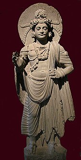 Bodhisattva, Kunst aus Gandhara, 3. Jhr. Imperium Kuschana. Glimmerschiefer. Pakistan.