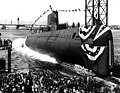 Image 71The launching ceremony of the USS Nautilus January 1954. In 1958 it would become the first vessel to reach the North Pole. (from Nuclear power)