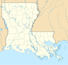 Mapa konturowa Luizjany, blisko lewej krawiędzi u góry znajduje się punkt z opisem „Shreveport”