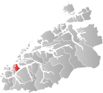 Mapa do condado de Møre og Romsdal com Hareid em destaque.