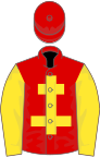 Red, yellow cross of lorraine and sleeves