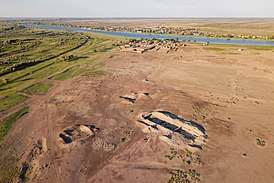 Вид на раскопки Самосдельского городища с воздуха