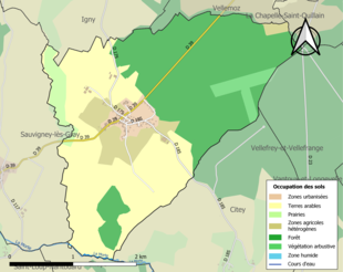 Carte en couleurs présentant l'occupation des sols.