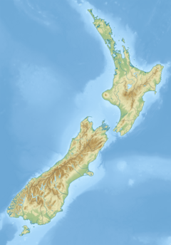 Map of New Zealand with marker in bay of northern island