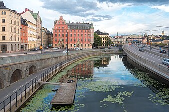 Centralbron sedd söderut vid Riddarholmskanalen.