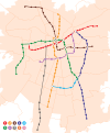 Español: Mapa actual del Metro (sin nombres de estaciones).