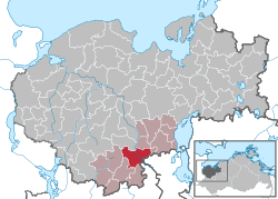 Elhelyezkedése Mecklenburg-Elő-Pomeránia térképén